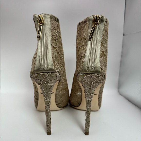 New Dolce & Gabbana "Taomina" Champagne Corded Lace Ankle Boots Size 36 - Picture 2 of 13